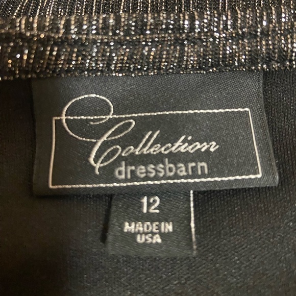 Black & Silver Metallic~Short Sleeve~Fully Lined~Layered Look Top~Size 12 - Picture 8 of 9